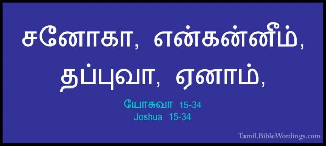 யோசுவா 15-34 - Joshua 15-34சனோகா, என்கன்னீம், தப்புவா, ஏனாம்,
