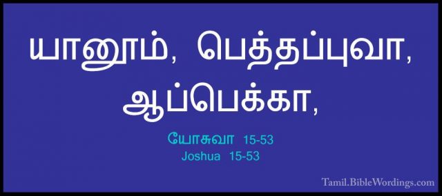 யோசுவா 15-53 - Joshua 15-53யானூம், பெத்தப்புவா, ஆப்பெக்கா,