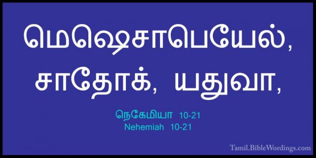 நெகேமியா 10-21 - Nehemiah 10-21மெஷெசாபெயேல், சாதோக், யதுவா,