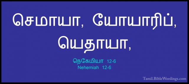 நெகேமியா 12-6 - Nehemiah 12-6செமாயா, யோயாரிப், யெதாயா,